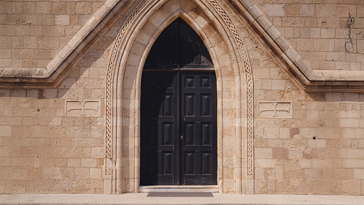 Old doors to a church building