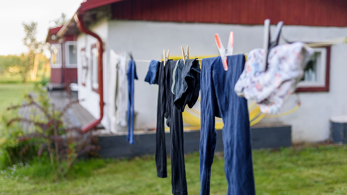 Clothes hanging on a clothesline
