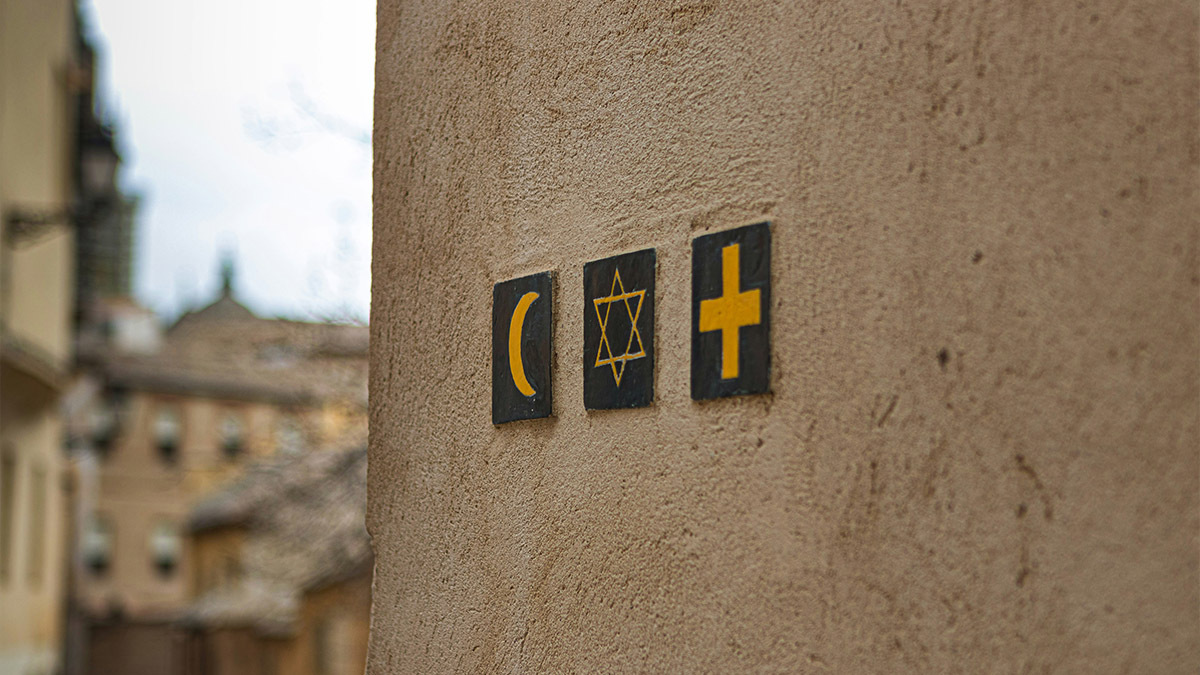 Symbols for Islam, Christianity, and Judaism
