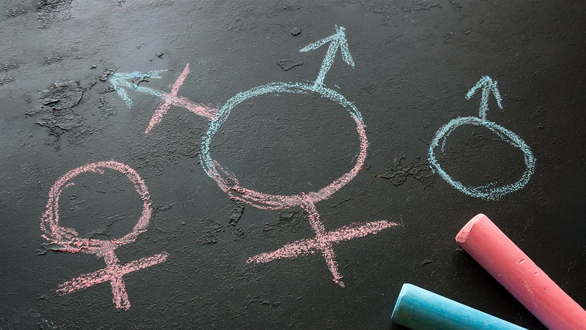 Sexual orientation symbols drawn on a chalkboard