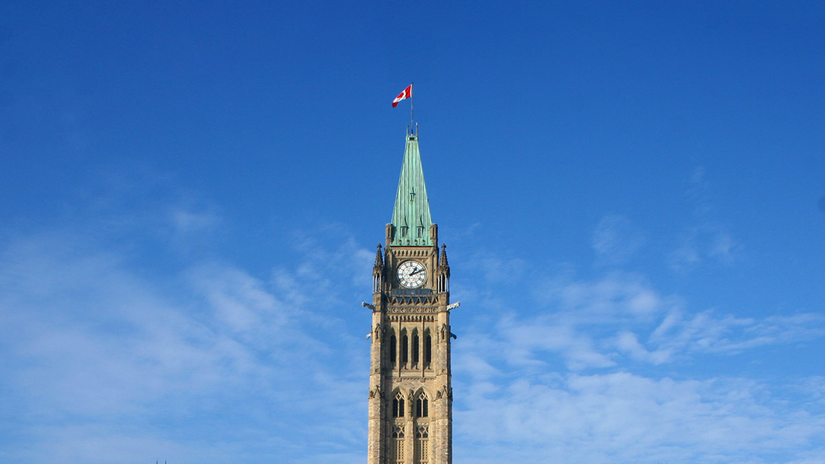 The top of the parliament building in Canada