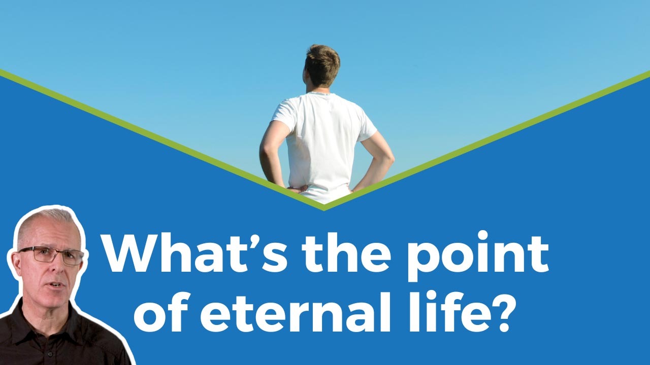 What's the point of eternal life? Scott stands beside a man looking off into a big blue sky
