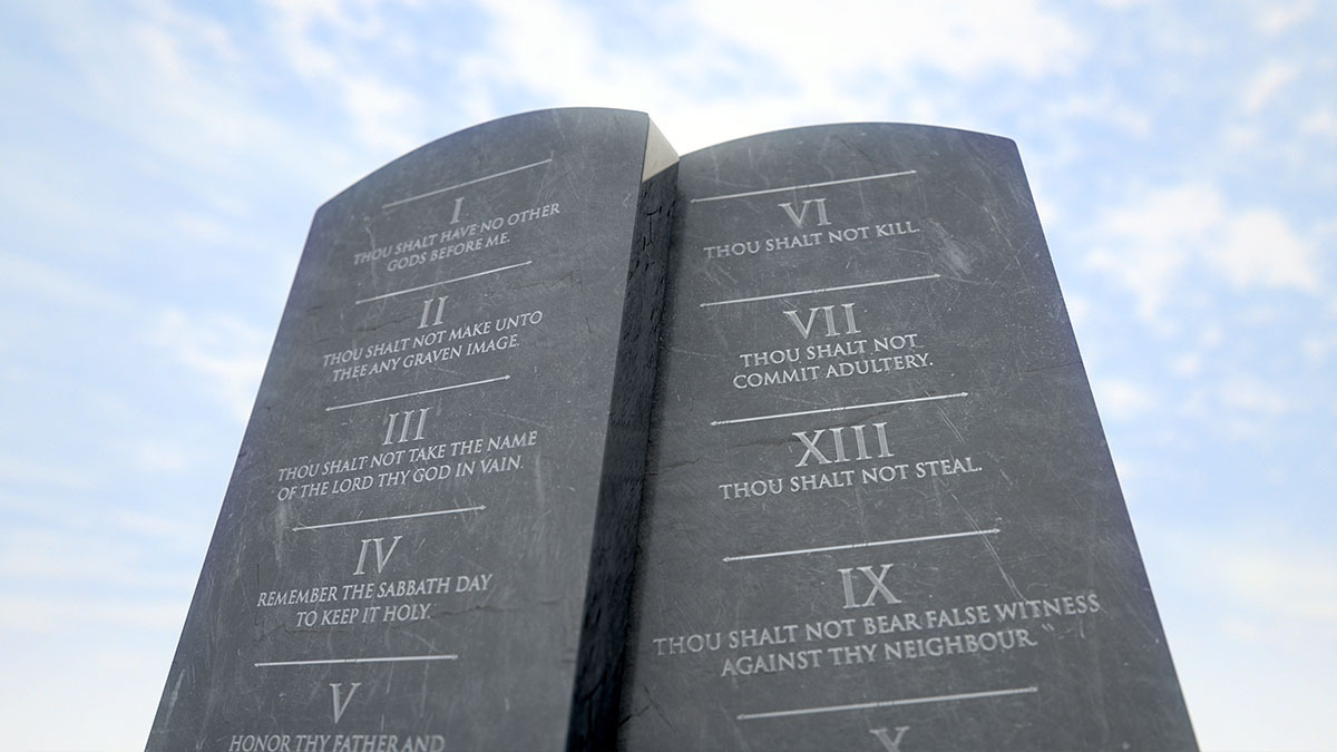 The 10 commandments written on stone tablets